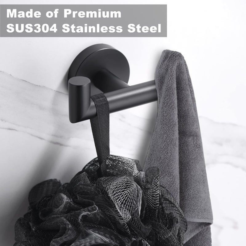 Kwanicas Towel Hooks for Bathrooms Matte Black Towel Hook for Kitchen Bathroom SUS304 Stainless Steel Coat Hook Heavy Duty Double Towels Holder Hooks for Hanging Towels Coats sponges Clothes Wall Mount 2 Pack - Image 3